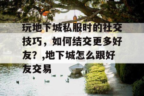玩地下城私服时的社交技巧，如何结交更多好友？,地下城怎么跟好友交易