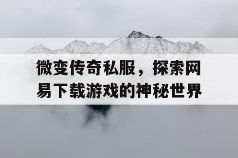 微变传奇私服，探索网易下载游戏的神秘世界