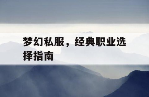 梦幻私服，经典职业选择指南