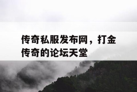 传奇私服发布网，打金传奇的论坛天堂