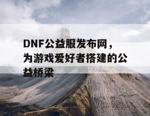 DNF公益服发布网，为游戏爱好者搭建的公益桥梁