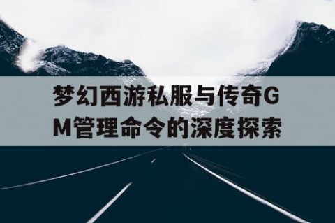梦幻西游私服与传奇GM管理命令的深度探索