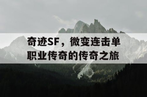 奇迹SF，微变连击单职业传奇的传奇之旅