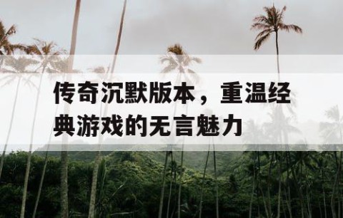 传奇沉默版本，重温经典游戏的无言魅力