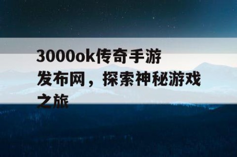 3000ok传奇手游发布网，探索神秘游戏之旅