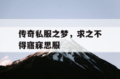 传奇私服之梦，求之不得寤寐思服