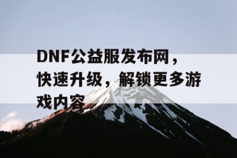 DNF公益服发布网，快速升级，解锁更多游戏内容