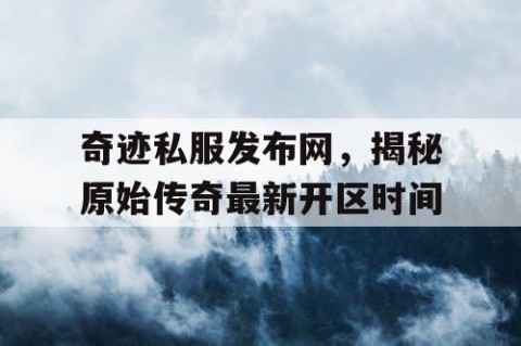 奇迹私服发布网，揭秘原始传奇最新开区时间