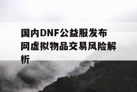 国内DNF公益服发布网虚拟物品交易风险解析