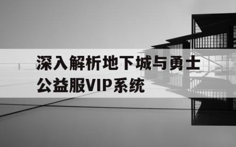 深入解析地下城与勇士公益服VIP系统