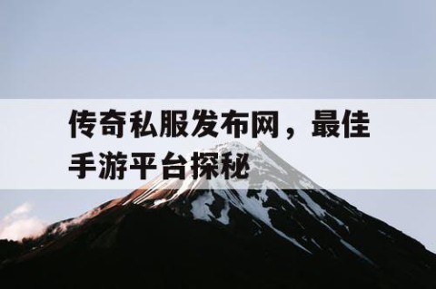 传奇私服发布网，最佳手游平台探秘