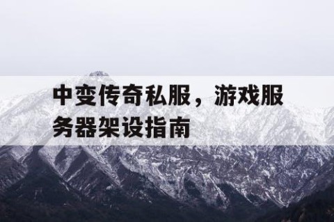 中变传奇私服，游戏服务器架设指南