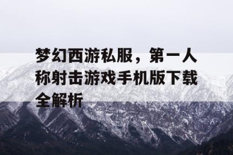 梦幻西游私服，第一人称射击游戏手机版下载全解析