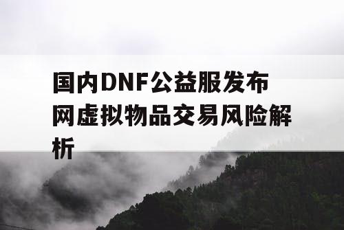 国内DNF公益服发布网虚拟物品交易风险解析