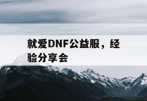 就爱DNF公益服，经验分享会