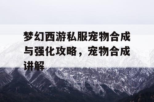 梦幻西游私服宠物合成与强化攻略，宠物合成讲解