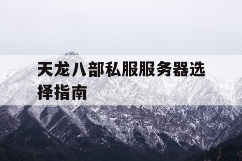 天龙八部私服服务器选择指南