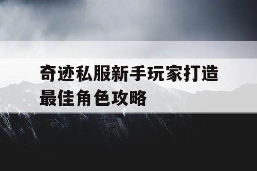 奇迹私服新手玩家打造最佳角色攻略