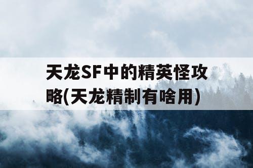 天龙SF中的精英怪攻略(天龙精制有啥用)
