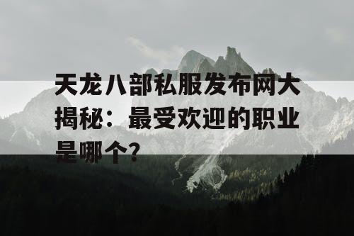天龙八部私服发布网大揭秘：最受欢迎的职业是哪个？