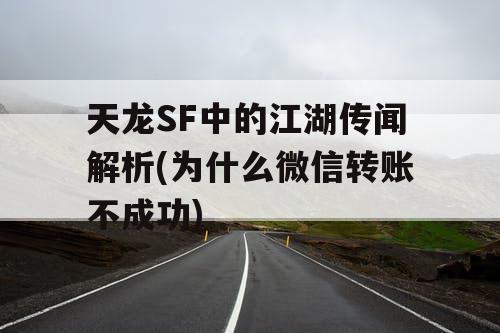 天龙SF中的江湖传闻解析(为什么微信转账不成功)