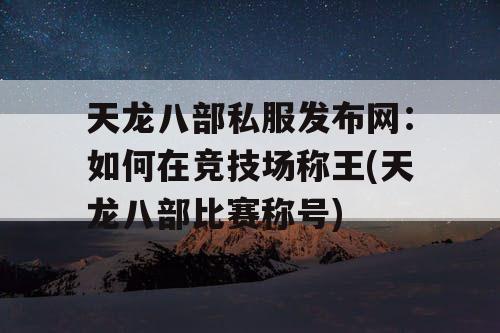 天龙八部私服发布网：如何在竞技场称王(天龙八部比赛称号)