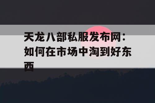 天龙八部私服发布网：如何在市场中淘到好东西