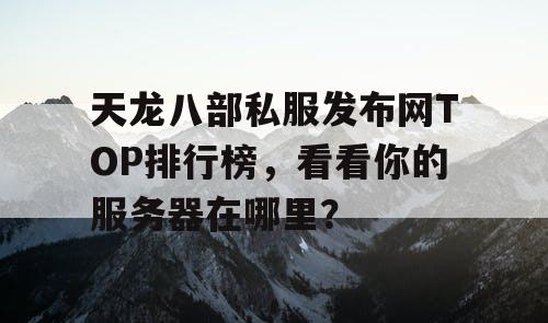 天龙八部私服发布网TOP排行榜，看看你的服务器在哪里？