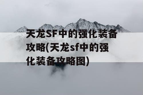 天龙SF中的强化装备攻略(天龙sf中的强化装备攻略图)