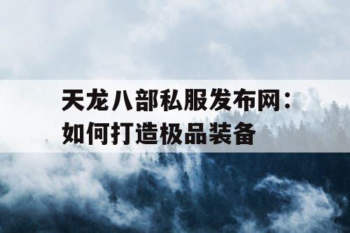 天龙八部私服发布网：如何打造极品装备