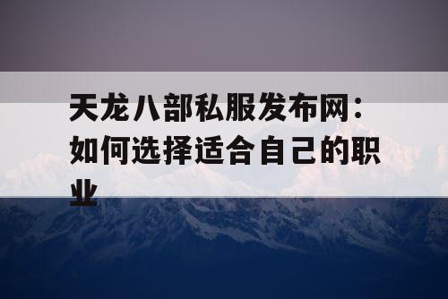 天龙八部私服发布网：如何选择适合自己的职业