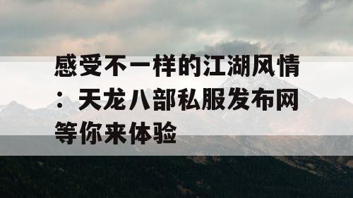 感受不一样的江湖风情：天龙八部私服发布网等你来体验