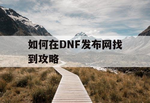 如何在DNF发布网找到攻略 如何在DNF发布网找到攻略