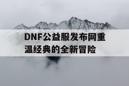 DNF公益服发布网重温经典的全新冒险