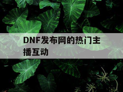 DNF发布网的热门主播互动