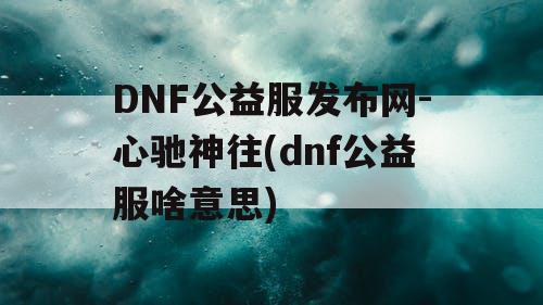 DNF公益服发布网-心驰神往(dnf公益服啥意思)