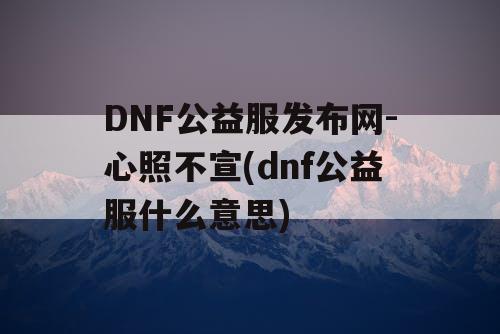 DNF公益服发布网-心照不宣(dnf公益服什么意思)
