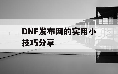DNF发布网的实用小技巧分享
