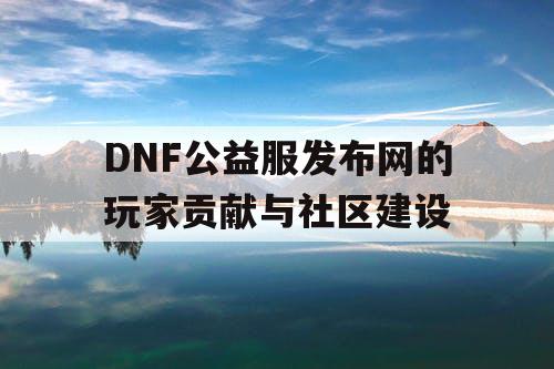 DNF公益服发布网的玩家贡献与社区建设 DNF公益服发布网的玩家贡献与社区建设