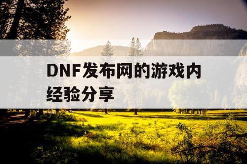 DNF发布网的游戏内经验分享 DNF发布网的游戏内经验分享