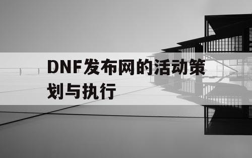 DNF发布网的活动策划与执行