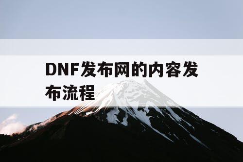 DNF发布网的内容发布流程