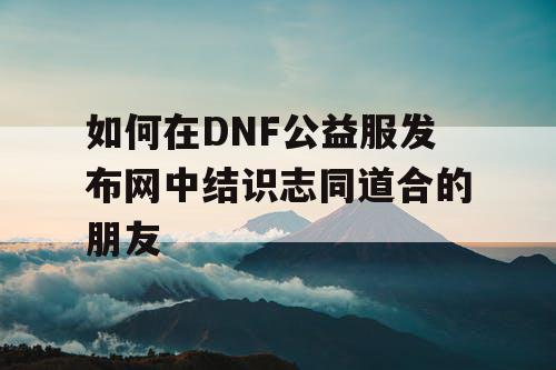 如何在DNF公益服发布网中结识志同道合的朋友