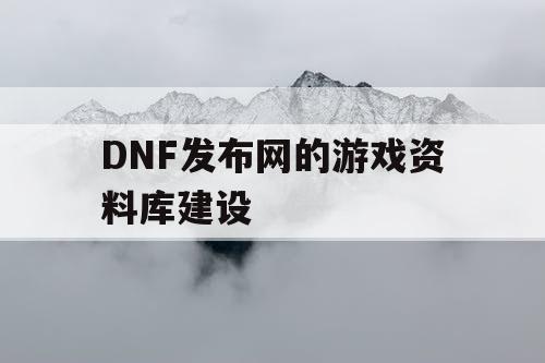 DNF发布网的游戏资料库建设