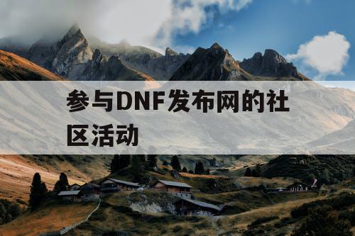 参与DNF发布网的社区活动