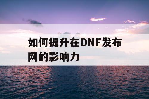 如何提升在DNF发布网的影响力
