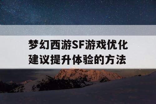 梦幻西游SF游戏优化建议提升体验的方法