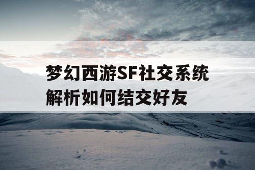 梦幻西游SF社交系统解析如何结交好友