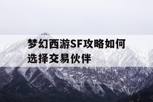 梦幻西游SF攻略如何选择交易伙伴