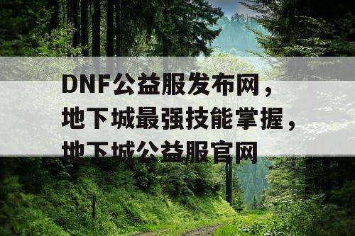 DNF公益服发布网，地下城最强技能掌握，地下城公益服官网